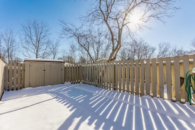 exterior space with a storage unit