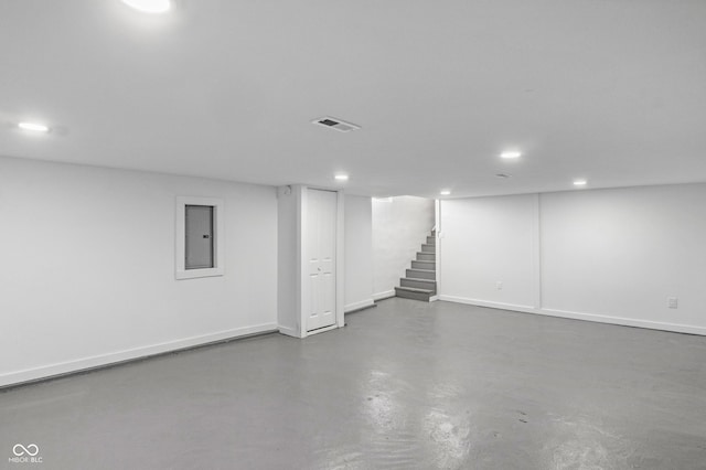 basement with electric panel