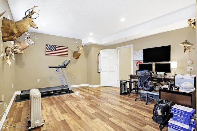 office space featuring light hardwood / wood-style flooring