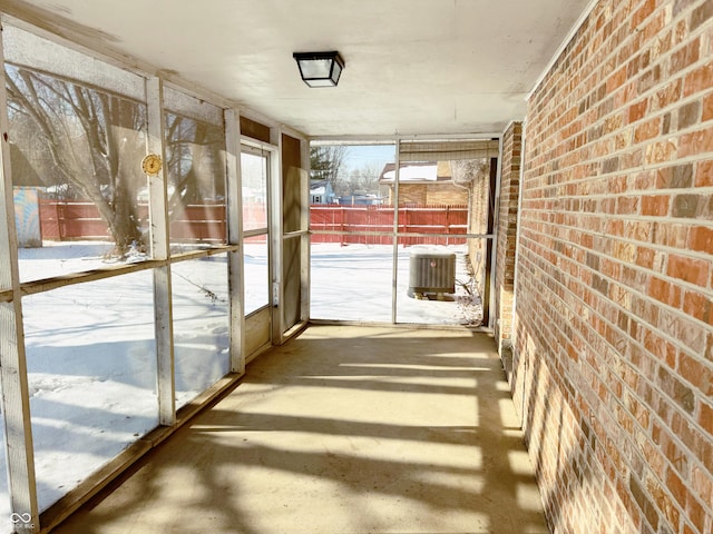 view of unfurnished sunroom