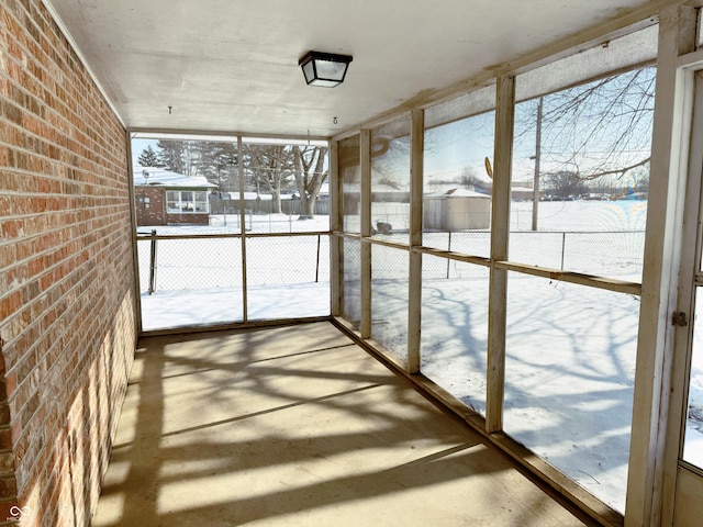 view of unfurnished sunroom