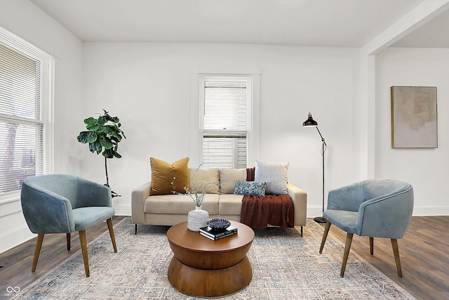 living area featuring hardwood / wood-style flooring