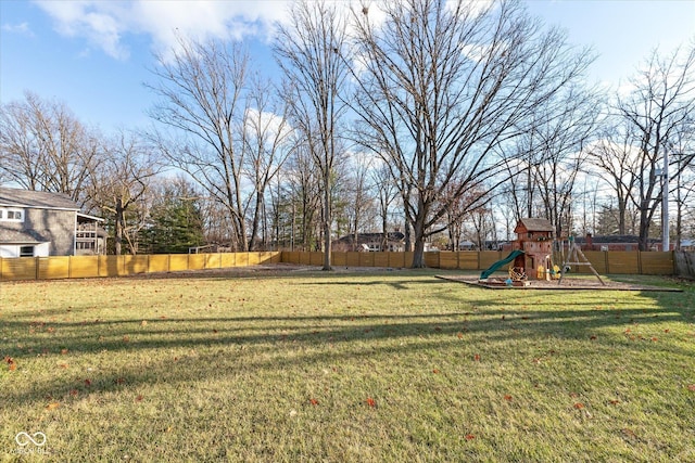 view of yard with a playground