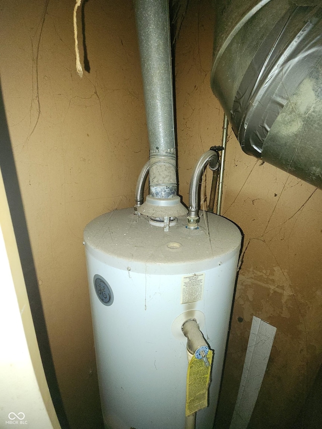 utility room with gas water heater