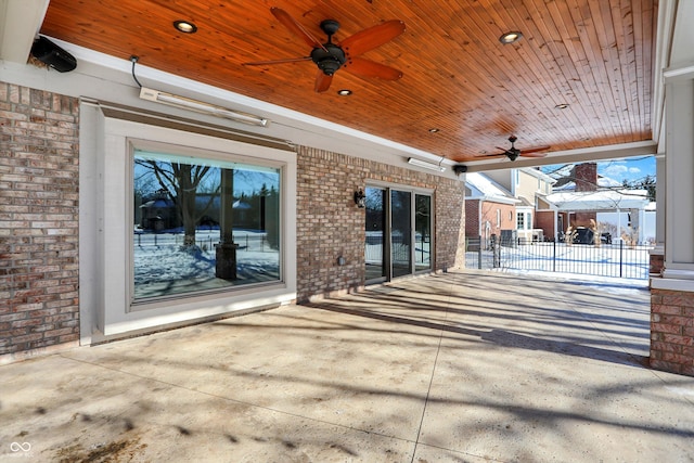 view of patio featuring ceiling fan