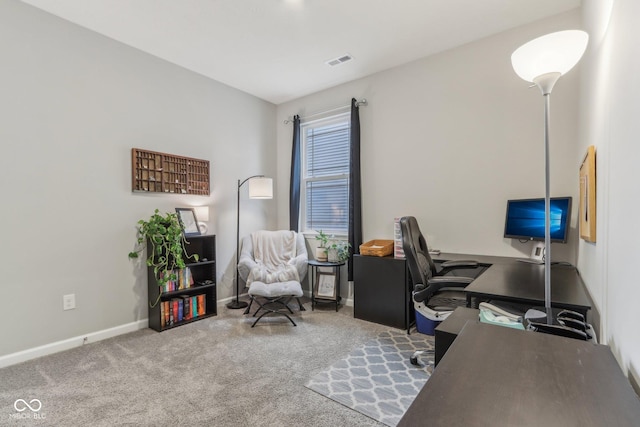 home office featuring carpet flooring