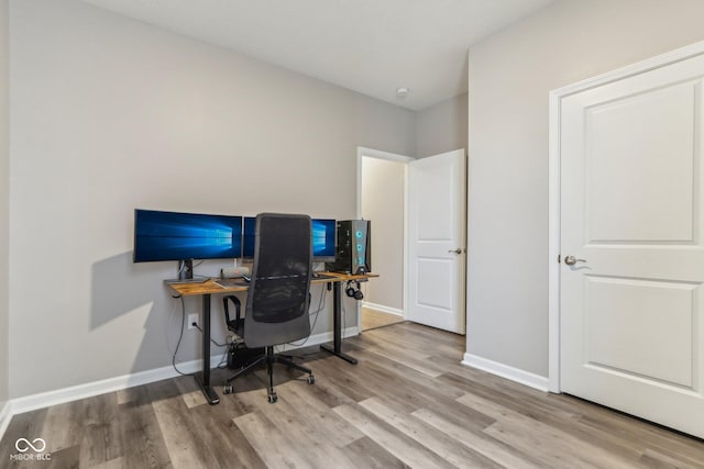 office area featuring light hardwood / wood-style floors