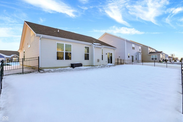 view of snow covered property