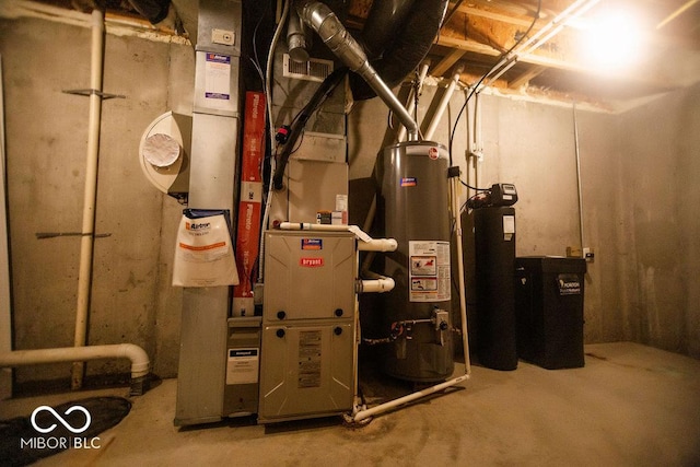 utilities with water heater and heating unit