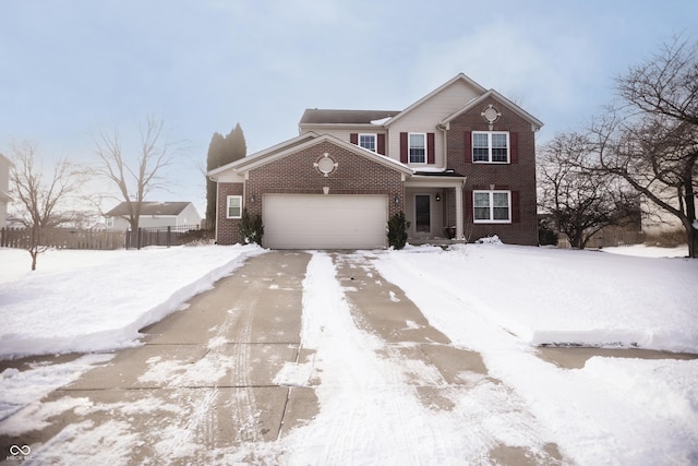 view of front property with a garage