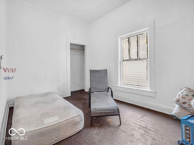 sitting room featuring dark wood-type flooring