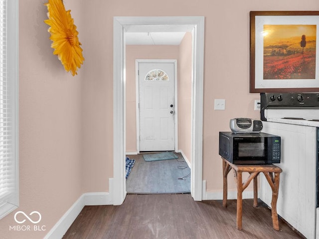 foyer entrance with hardwood / wood-style floors