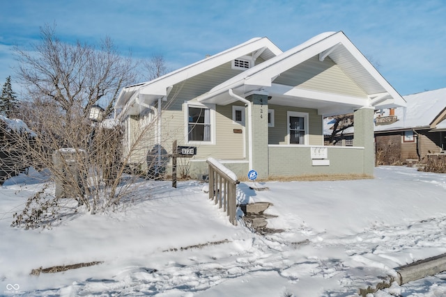 view of front of home with covered porch