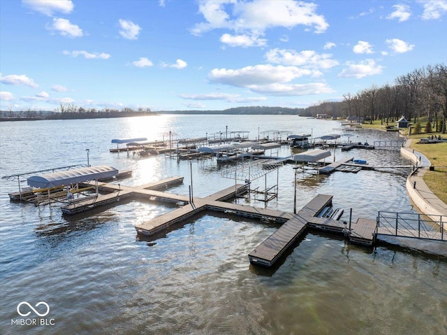 view of dock featuring a water view