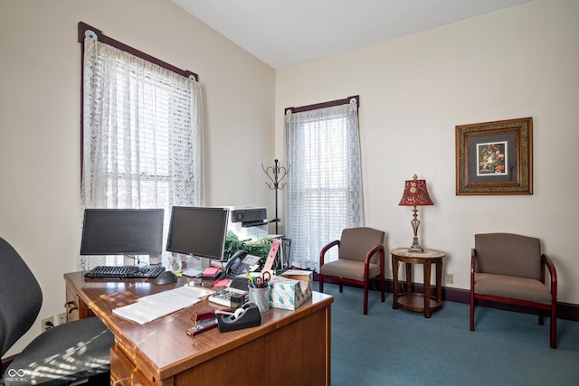 office space with carpet floors