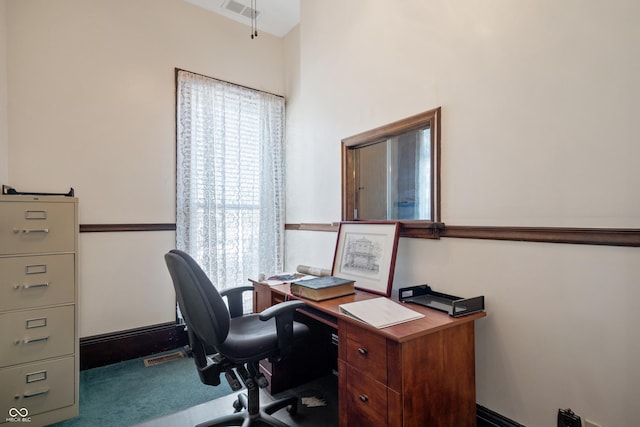 view of carpeted office