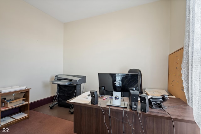 view of carpeted home office