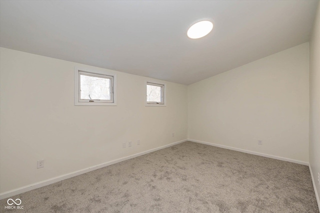 basement featuring carpet flooring