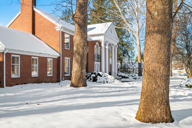 view of snow covered exterior