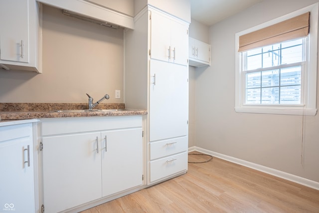 interior space with light wood-type flooring and sink