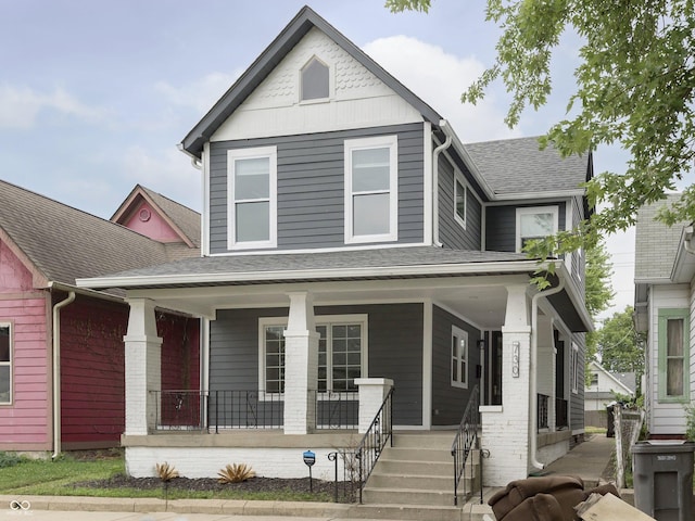 view of front facade featuring covered porch