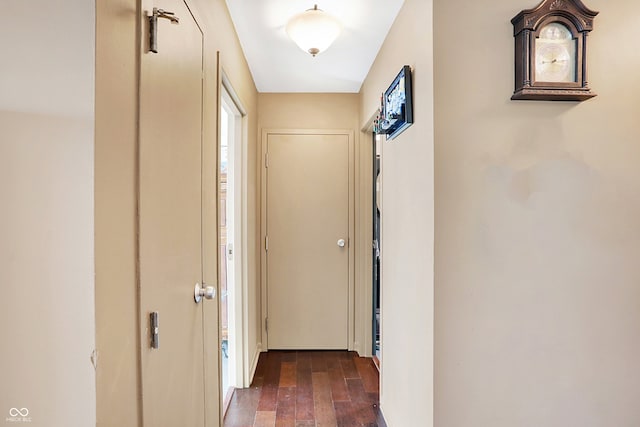 corridor featuring dark hardwood / wood-style flooring