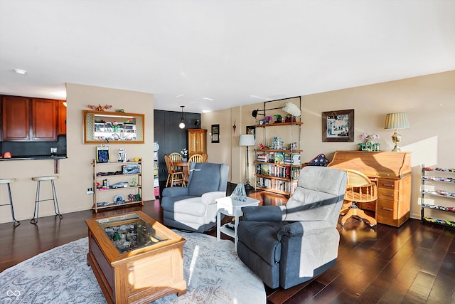 living room featuring dark hardwood / wood-style flooring