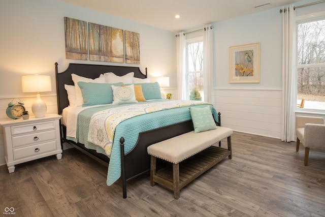 bedroom featuring dark hardwood / wood-style floors