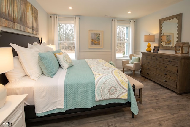 bedroom featuring dark hardwood / wood-style floors