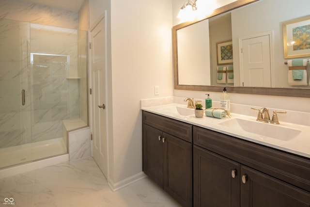 bathroom featuring vanity and walk in shower