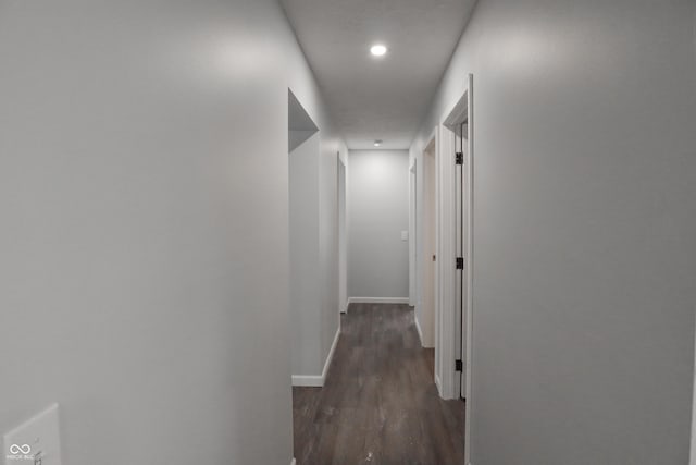 hallway featuring dark hardwood / wood-style flooring