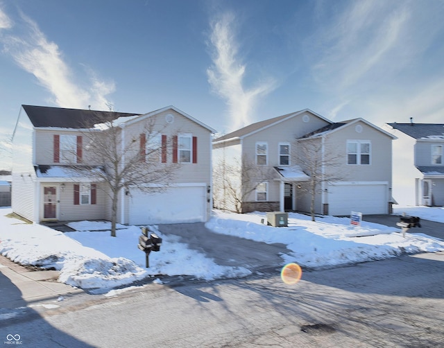 view of front property with a garage