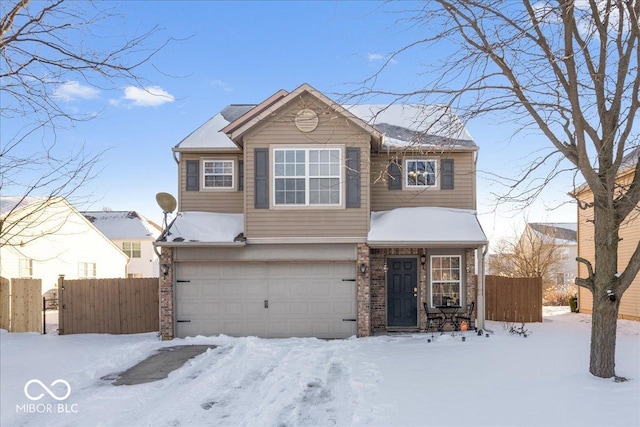 view of front property with a garage