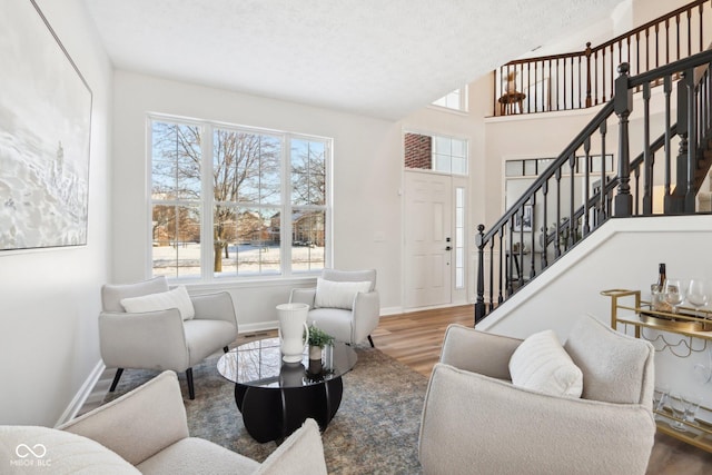 living room with hardwood / wood-style floors