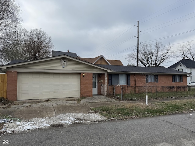 single story home with a garage