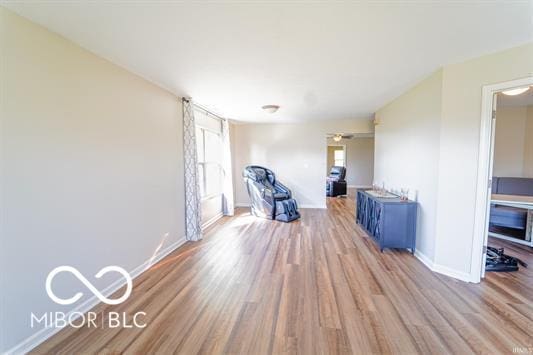 unfurnished living room featuring light hardwood / wood-style flooring