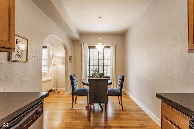 dining space featuring light hardwood / wood-style floors