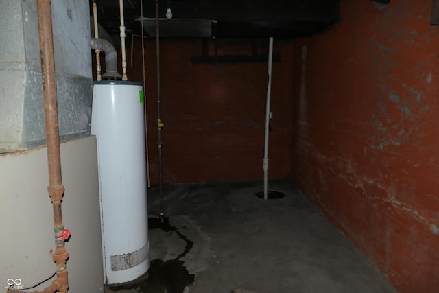 basement with gas water heater