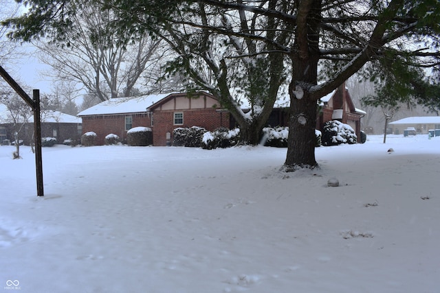 view of yard covered in snow