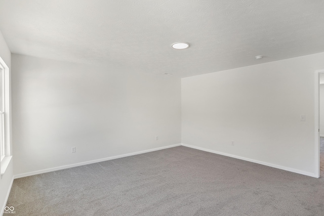 unfurnished room featuring carpet and a textured ceiling