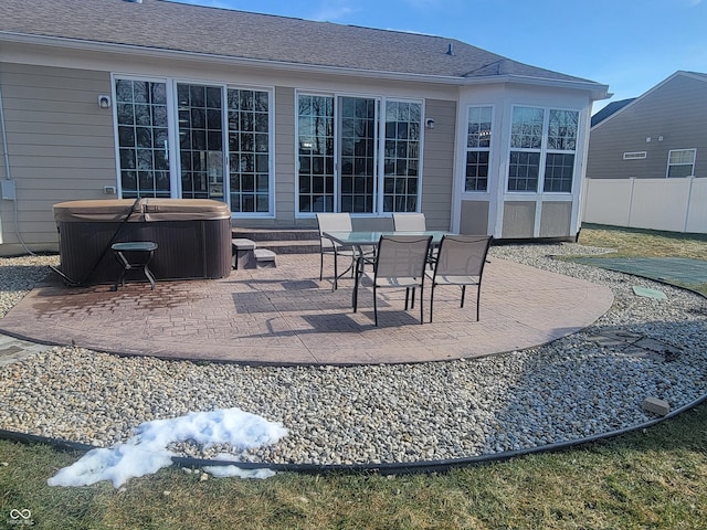 view of patio featuring a hot tub and central AC unit