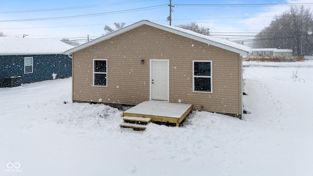 view of snow covered property