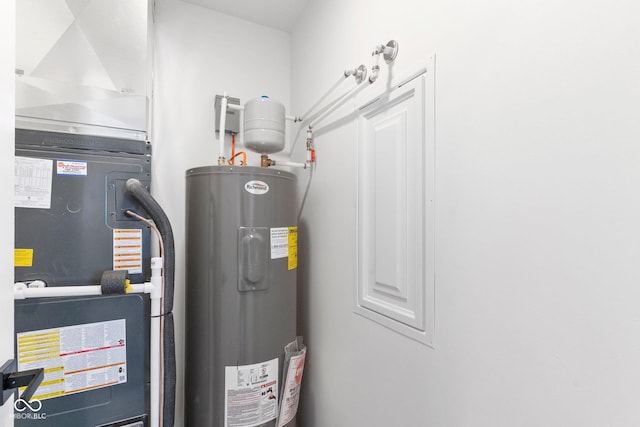 utility room with water heater