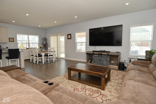 living room with light wood-type flooring