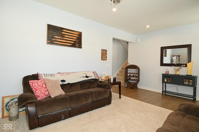 living room featuring wood-type flooring