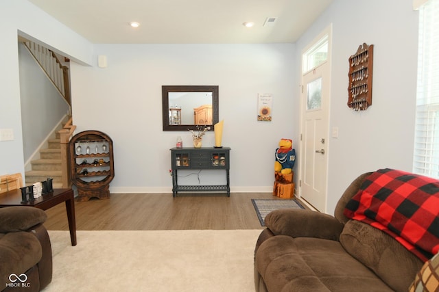 living room featuring light hardwood / wood-style floors