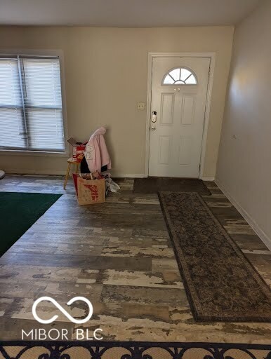 entryway with dark hardwood / wood-style floors