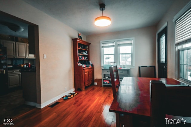 office space featuring dark hardwood / wood-style floors