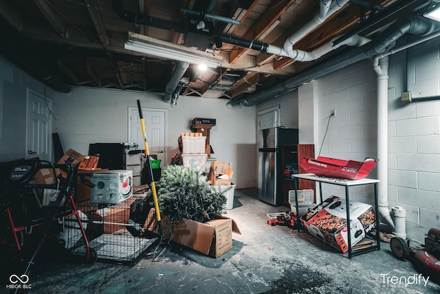 interior space with stainless steel refrigerator