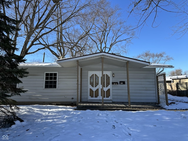 view of snow covered structure